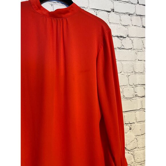 Ann Taylor Women's Coral Keyhole Neck Long Sleeve Blouse with Wrist Ties Size M - Picture 11 of 12